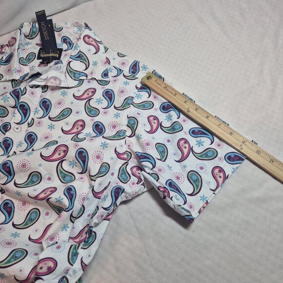 CREMIEUX PREMIUM DENIM Men's Size XL Shirt Stretch White Paisley Multi  (44) - Picture 10 of 13